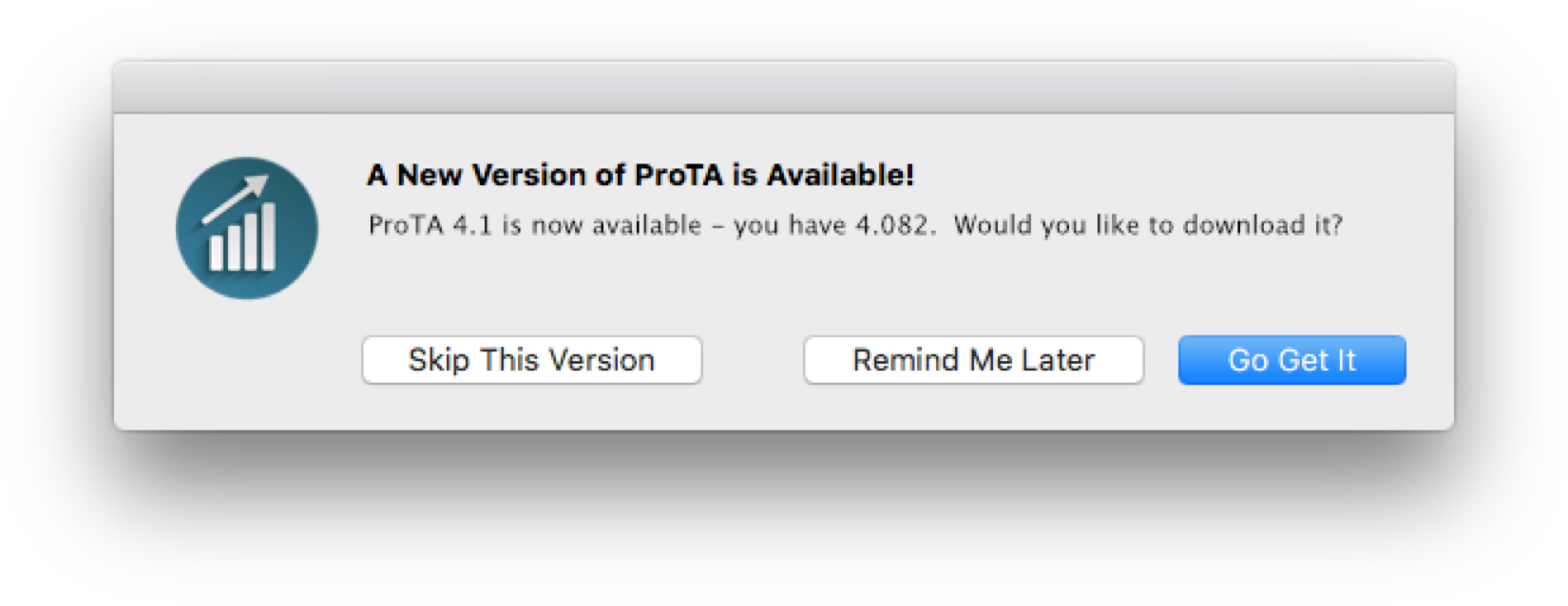 ProTA New Version window
