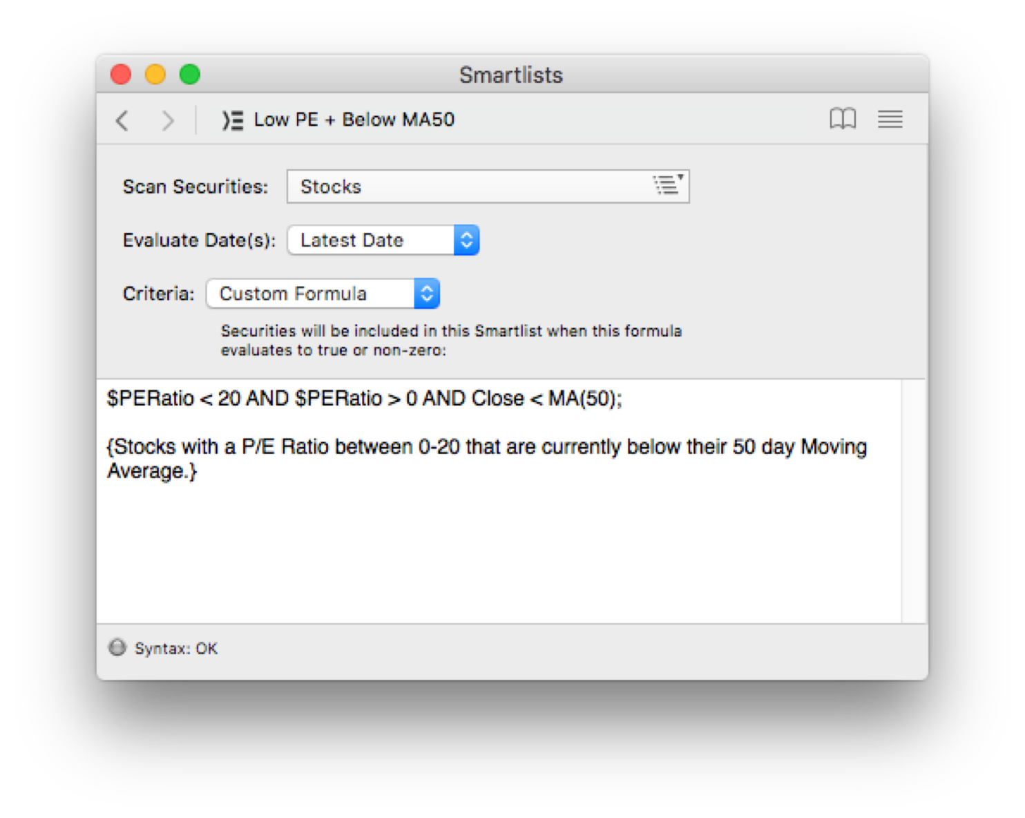 ProTA Smartlist using fundamental data