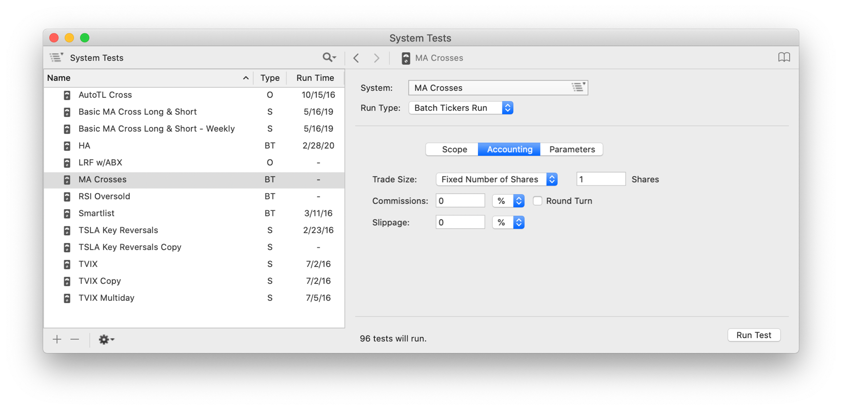 Setting Scope and Accounting rules for a ProTA Trading System